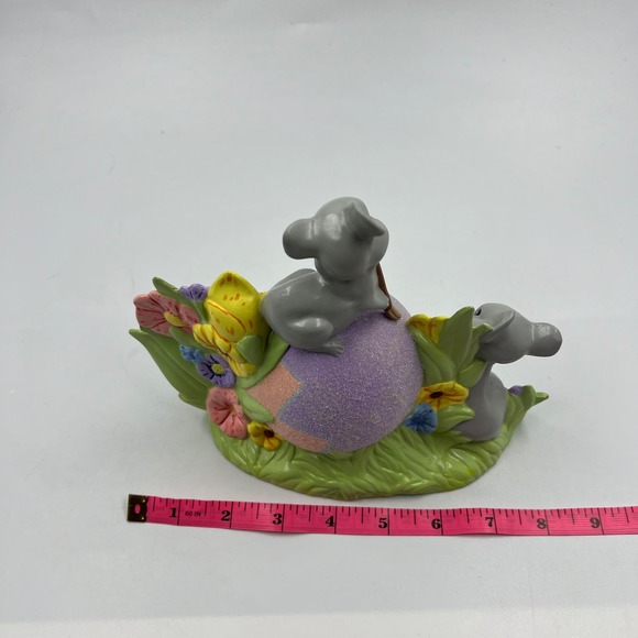 Vintage Ceramic Handmade Easter Egg Mice Spring Decor Shelf Sitter Figurine 80's - Picture 12 of 13